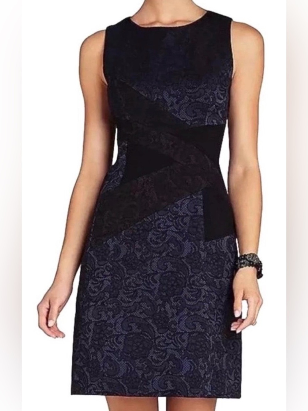 BCBGMaxAzria Navy and Black Alma Dress